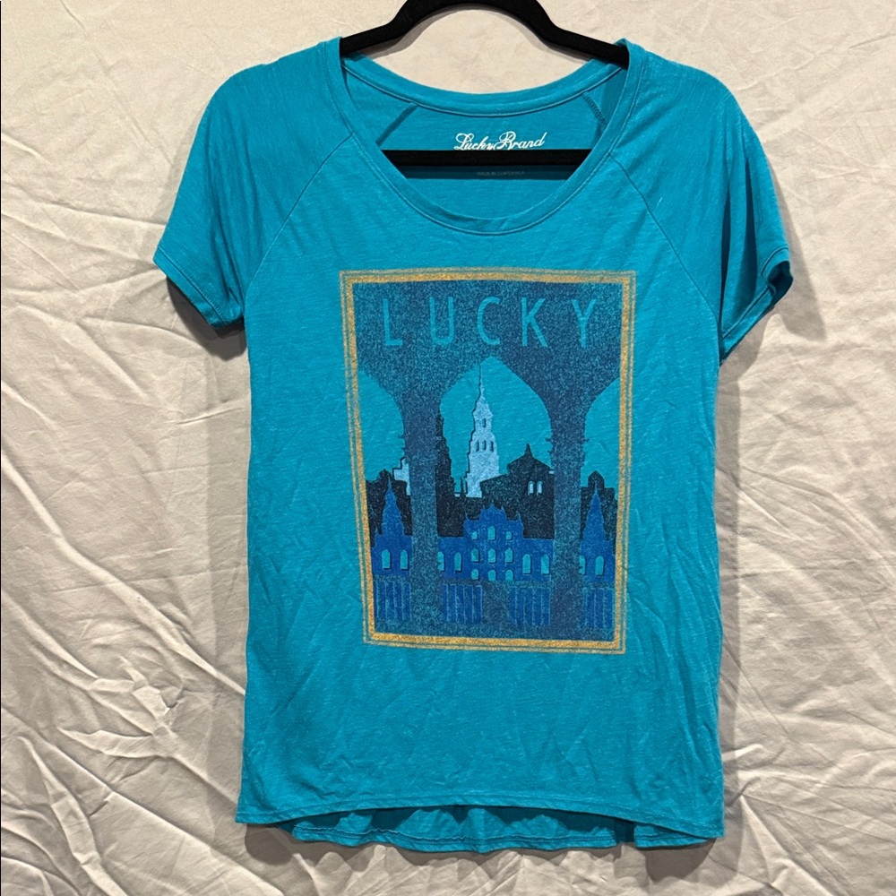 Lucky Brand Blue Cityscape Tee